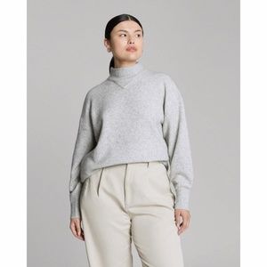 Everlane Heather Gray The Cozy-Stretch Pullover Wool & Yak Blend Sweater XL